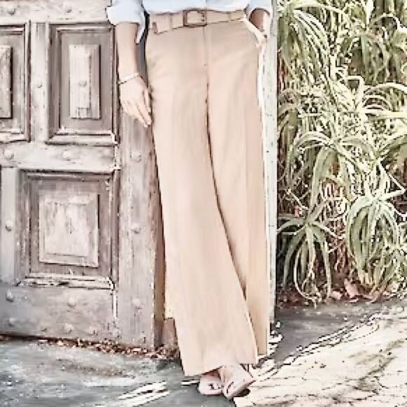 J.Jill Cream Color Linen Blend Stretch Pants - Picture 1 of 12